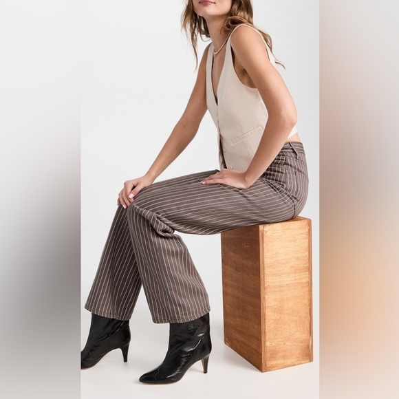 Reformation Wilder high rise pinstripe wide leg jeans size 30 - Picture 2 of 16